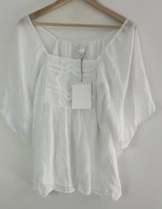 Witchery White Blouse Embroidered Bell Sleeves Size 6 Bnwt - Picture 1 of 9