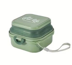 GREEN Dog Cat Collapsible Folding Bowl Double-layer Drinking Water Camping Park - Picture 1 of 11