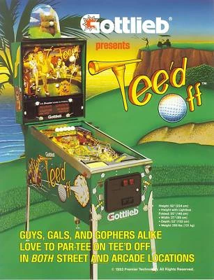 1993 GOTTLIEB TEE'D OFF PINBALL FLYER - Image 1 of 2