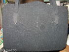 Vintage 50's Black Sewn Gimp Evening Kelly Handbag Satin Lining+ Wallet + Mirror