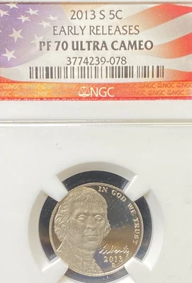 2013 S PROOF JEFFERSON NICKEL EARLY RELEASE NGC PF 70 ULTRA CAMEO NO RESERVE - Image 1 of 3