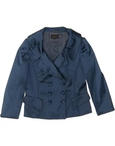LUISA SPAGNOLI Womens Double Breasted Blazer Jacket IT 46 Large Blue DE57 - Picture 1 of 5