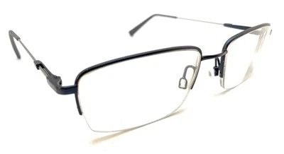 Monturas de gafas Flexon H6000 413 negras plateadas con media montura 53-16 140 de diseñador Foto 1 de 4