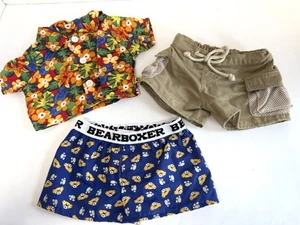 Build a Bear Hawaiihemd, Cargoshorts & Bär Boxershorts Outfit EUC BABW Posten - Bild 1 von 4