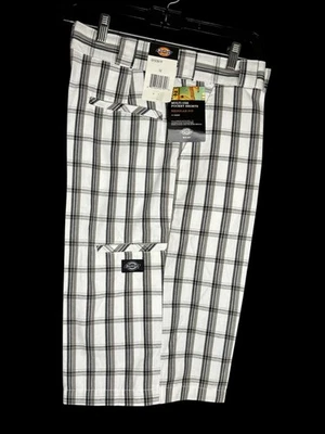 dickies mens loose fit green white premium plaid twill work shorts 38 40 44 new - Image 1 of 2