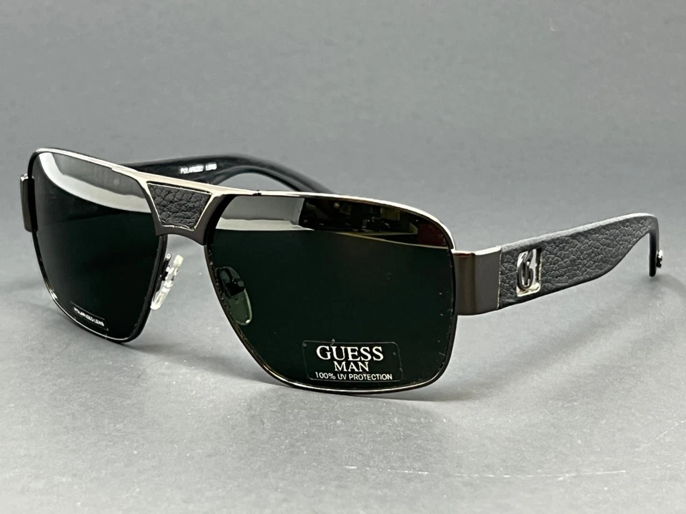 Очки солнцезащитные Guess GU6608P-GUN2 темно-серые мужские 60 мм квадратные поляризованные зеленые линзы - Изображение 1 из 4