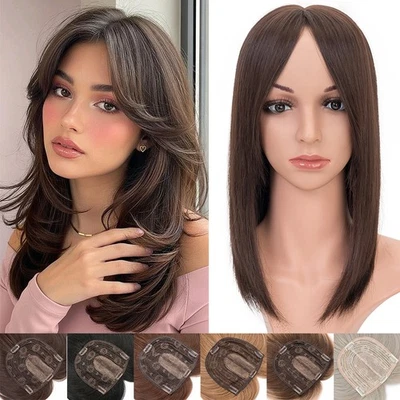 Topper de pelo 14 pulgadas real transpirable base grande recto golpe toupee postizos EE. UU. Foto 1 de 4