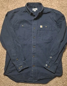 Carhartt Relaxed Fit Button Down Hemd Medium Herren Navy Blau Langarm Arbeit - Bild 1 von 12