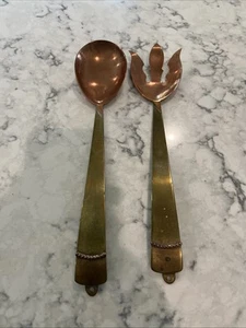 Großes Salatbesteck Vintage Messing/Kupfer  - Bild 1 von 9