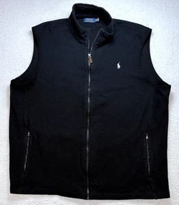 Polo Ralph Lauren Black Full Zip Vest Men's 2XL Sleeveless Jacket Pony Casual - Picture 1 of 10