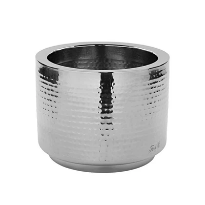 Fink doppelwandiger Übertopf 22x17 cm Blumen-Pflanzgefäß gehämmerter Edelstahl - Bild 1 von 4