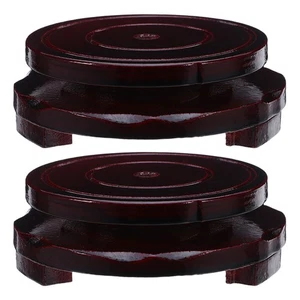  2 Pcs Bowl Display Stand Crystal Round Wood Riser Pedestal Stands - Picture 1 of 12