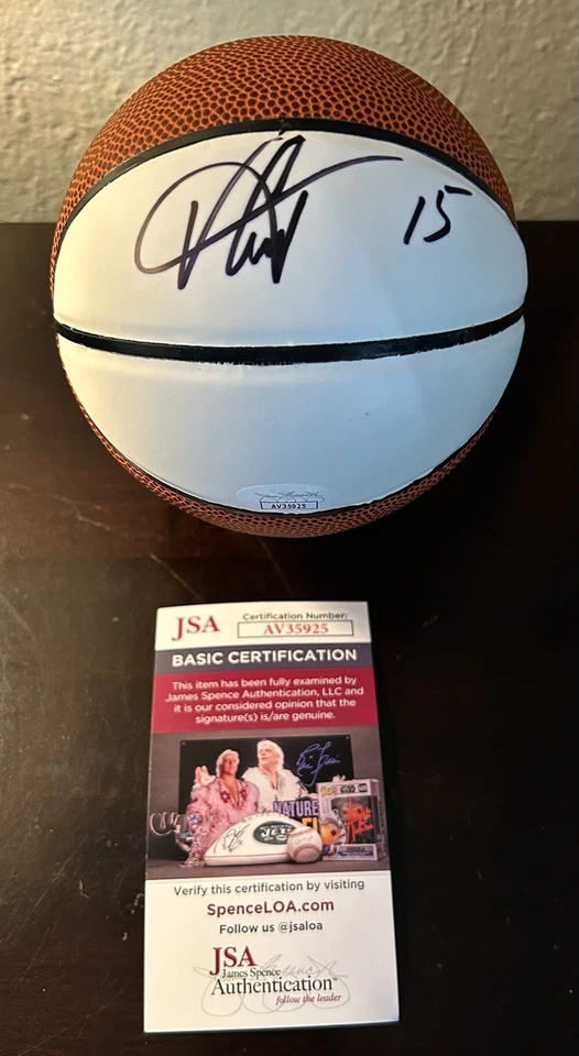 Mini panel blanco de baloncesto Spalding firmado por Vince Carter patio ~ ¡CERTIFICADO DE AUTENTICIDAD JSA! Foto 1 de 1