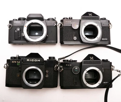 AS-IS Lote a Granel 4 Câmeras de Filme 35mm SLR Ricoh Singlex TLS KSX Super Auto TLS EE - Imagem 1 de 4