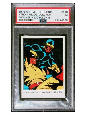 1980 Marvel Terrabusi Spanish Wolverine RC Rookie Cyclops #210 PSA 7 Low Pop - Image 1 of 2