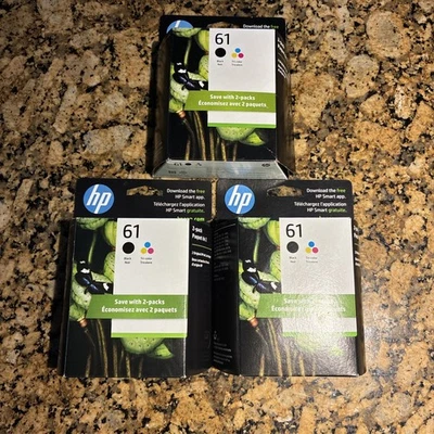 Genuine HP 61 Black  Tri-color Ink Cartridges CR259FN 140 Expires April-2026 - Image 1 of 4