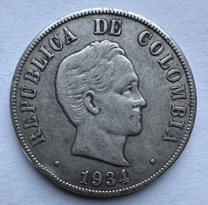 1934 KOLUMBIEN 50 CENTAVOS KM# 274 .900 SILBERMÜNZE EXTRA FEIN - Bild 1 von 2