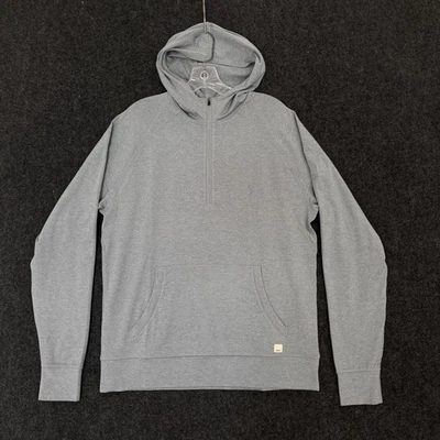 Vuori Ponto Performance Hoodie Men's Medium Gray Quarter 1/4 Zip Kangaroo Pocket - Image 1 of 4