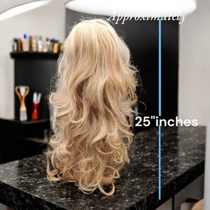 Kalyss 26” womens Long Blonde Curly Wavy Hair Wig - Picture 1 of 7