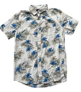 Volcom Hawiian Blue Floral Print Button Up Shirt Size M Pre-Owned - Picture 1 of 6