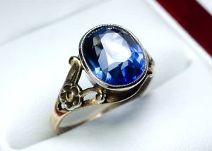 Plata 875 - Anillo vintage - Zafiro-Verneuil - URSS - Imagen 1 de 10