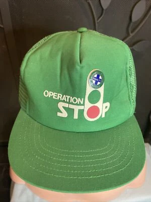Sombrero de señal Operation STOP Burlington Northern Santa Fe verde con pasador tren BNSF RR Foto 1 de 4