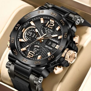2024 Men's Watch Quartz Luminous Calendar Big Dial Waterproof 5ATM Sport Watches - Picture 1 of 7