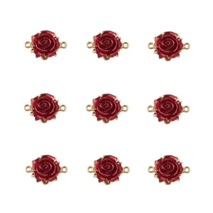30 un. eslabones colgantes florales colgantes de flores de rosa roja de 2 orificios 22,5x16 mm - Imagen 1 de 6