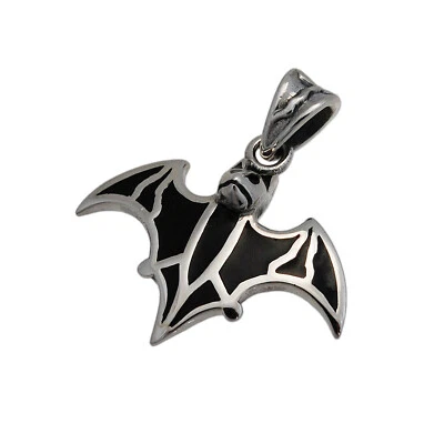 ALA DE MURCIÉLAGO ESMALTE NEGRO PLATA ESTERLINA 925 MOTOCICLISTA ROCKABILLY COLGANTE GÓTICO sa-067 Foto 1 de 4