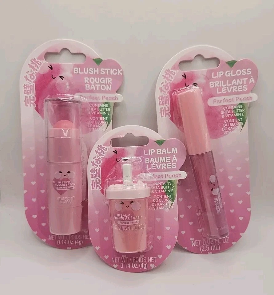 Perfect Peach Blush Stick, Lip Balm & Lip Gloss Set Of 3 - Image 1 of 1