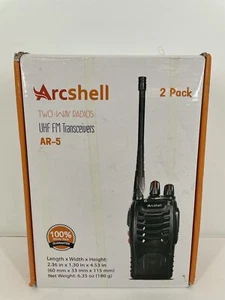 Arcshell AR-5 Black Li-ion Battery UHF Transceivers Two Way Radios 2 Pack - Picture 1 of 5