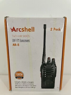 Arcshell AR-5 Black Li-ion Battery UHF Transceivers Two Way Radios 2 Pack - Image 1 of 4