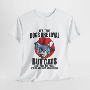 T-shirt maglietta unisex Cat Lover cotone pesante 'Non dirò alla polizia' - Foto 1 di 118