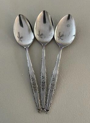 Lot of  3 Stylecraft SYF2 Stainless Japan Rose Floral 6.25" Teaspoons Flatware - Image 1 of 4