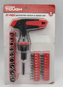31-Piece HYPER TOUGH Tools Ratcheting Driver & Socket Set SAE NRFB Imperfection - Picture 1 of 4