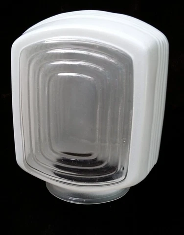 White Restroom Bathroom Utility Room Glass Sconce Light Shade Art Deco Vintage Cover