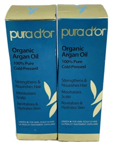 2 pura d'or 100% organic argan oil 4oz ea distressed box - Picture 1 of 2