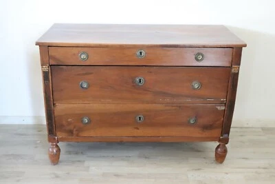 Commode antique Commode en noyer mobilier ancien en bois 1800 sec XIX  - Photo 1/4