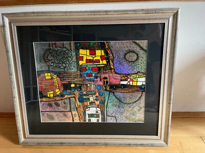 Kunstdruck Hundertwasser Strassenkreuzung im Passpartout limitiert - Bild 1 von 4