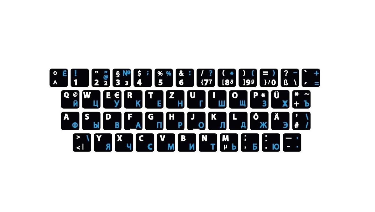 Adesivi Per Tastiera Russa - Lettere Cirilliche Azzurre 5x6mm | Per Tastiere PC E Laptop