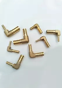 90 Degree Brass Barb Right Angle Fitting Fuel Hose Joiner Connector Pipe Air - Picture 1 of 4
