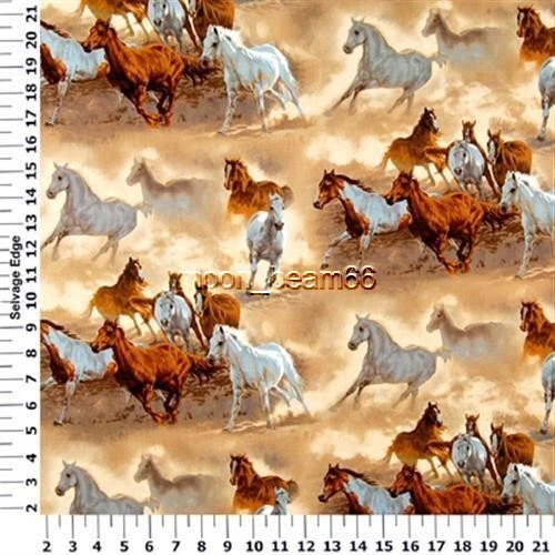 1 5/6 Yard Run Wild Run Horse Scenic Cotton Fabric 1 Yard 29 Inches - Image 1 of 1