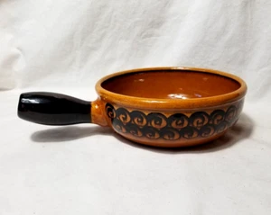 VTG MCM Landert 22 Swiss Stoneware Pottery Dark Orange Serving Dish Fondue Pot - Picture 1 of 12