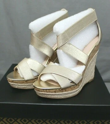 CHARLES Mujer Slip-on 4.9 Pulgadas Tacón AZURES Oro Alpargata Sandalia Talla 8.5 M NUEVO Foto 1 de 4