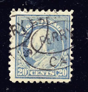EE. UU. SELLO #476--- 20c WASH-FRANK -- PLANO, p10, UNWK -- 1916 -- USADO - Imagen 1 de 2