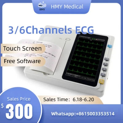 7" Touchscreen Digital 3 Channel 12 Leads ECG/EKG Machine Electrocardiograph - Image 1 of 4