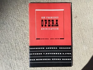 Vintage 1938 San Fran Cali Krieg Denkmal Opernhaus Programm Musik Eph Geschichte - Bild 1 von 5