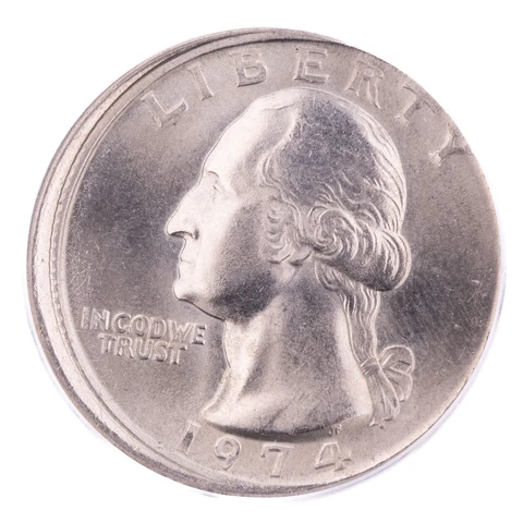 ERROR 1974 Washington Quarter ANACS MS63 Tilted Partial Collar Certified 25C Cover