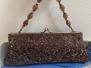 FELLINI Carlo Fellini Perlen Abendtasche Clutch OVP Sunset Gold Style - Bild 1 von 9