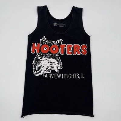 Camiseta sin mangas Hooters Fairview Heights IL negra vintage para mujer XX pequeña logotipo de búho Y2K Foto 1 de 4
